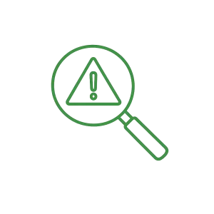 Image of magnifying glass warning icon for mold removal NYC inspection services