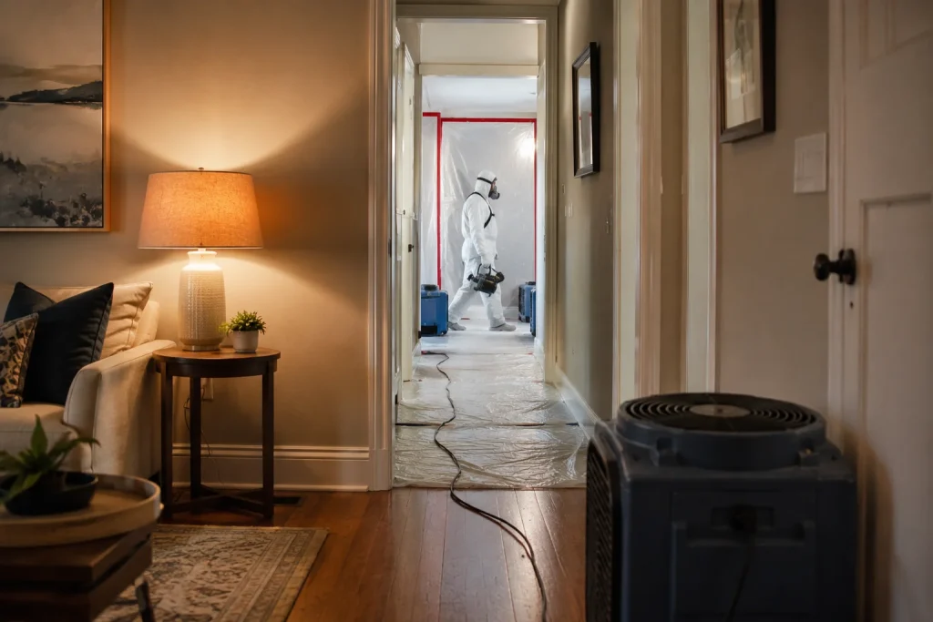 Image of homeowner staying in home during mold remediation