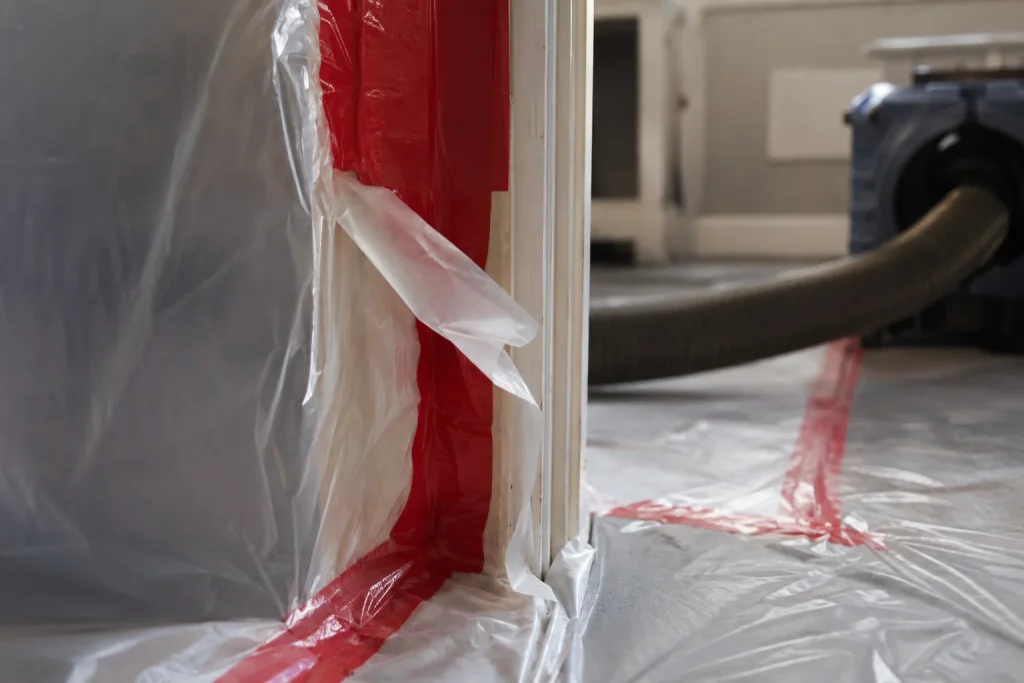 Image of mold remediation containment barrier seal